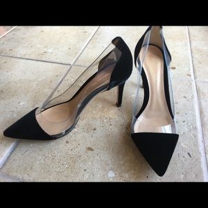 NEW GIANVITO ROSSI BLACK VELVET PLEXI PUMPS 36 6
